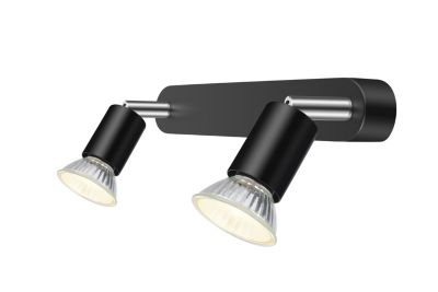 Réglette spot 2 lumières GU10 7W Sasha noir mat L.26 x L.4 x H.10.5 cm