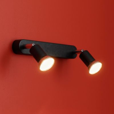 Réglette spot 2 lumières GU10 7W Sasha noir mat L.26 x L.4 x H.10.5 cm