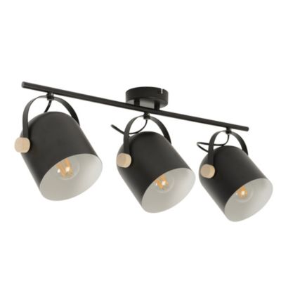 Réglette spot 3 lumières E27 40W Corep Yvla noir mat L.65 x H.17.5 x P.22cm