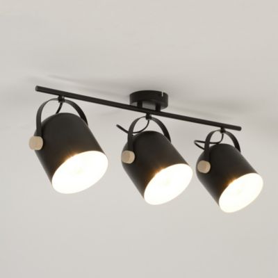 Réglette spot 3 lumières E27 40W Corep Yvla noir mat L.65 x H.17.5 x P.22cm