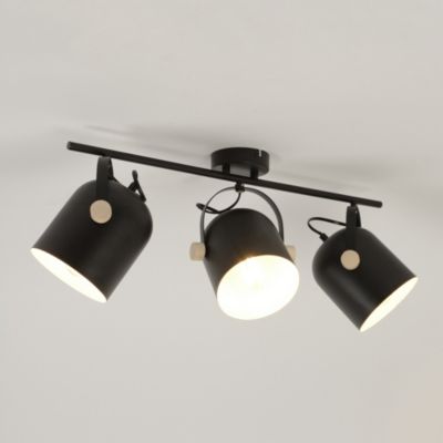 Réglette spot 3 lumières E27 40W Corep Yvla noir mat L.65 x H.17.5 x P.22cm
