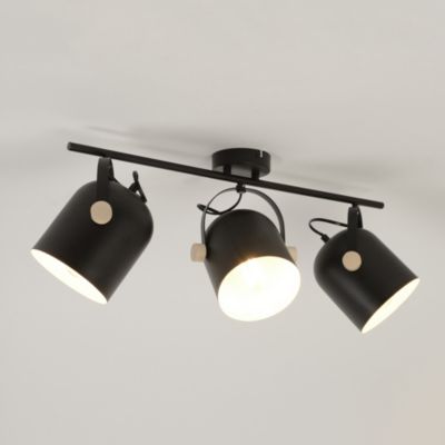 Réglette spot 3 lumières E27 40W Corep Yvla noir mat L.65 x H.17.5 x P.22cm