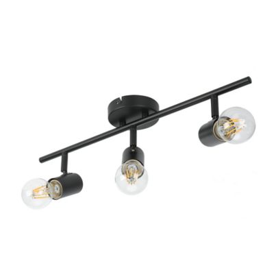 Réglette spot 3 lumières E27 8.6W GoodHome Ghlin noir mat L.50 x L.10 x H.15 cm
