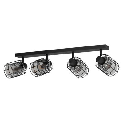 Réglette spot 4 lumières E27 40W Eglo Consaca noir x H.20.5 cm