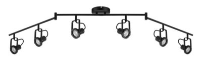 Réglette spot 6 lumières GU10 5W GoodHome Chaman noir mat L.180 x L.12 x H.21 cm