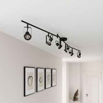 Réglette spot 6 lumières GU10 5W GoodHome Chaman noir mat L.180 x L.12 x H.21 cm