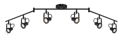 Réglette spot 6 lumières GU10 5W GoodHome Chaman noir mat L.180 x L.12 x H.21 cm