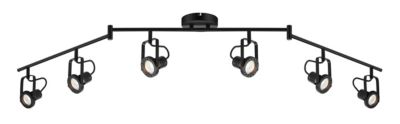 Réglette spot 6 lumières GU10 5W GoodHome Chaman noir mat L.180 x L.12 x H.21 cm