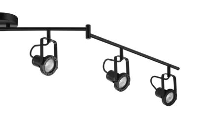 Réglette spot 6 lumières GU10 5W GoodHome Chaman noir mat L.180 x L.12 x H.21 cm