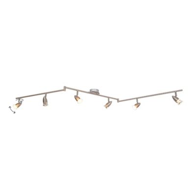 Réglette spot 6 lumières GU10 7W GoodHome Aspis nickel satiné L.134 x L.55 x H.16 cm