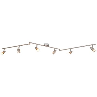Réglette spot 6 lumières GU10 7W GoodHome Aspis nickel satiné L.134 x L.55 x H.16 cm