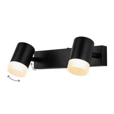 Réglette spot LED intégrée 2 lumières 350 lm 7W blanc chaud GoodHome Maupin noir mat L.22 x L.5 x H.14 cm