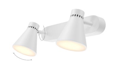 Réglette spot LED intégrée 2 lumières 500 lm 10W blanc chaud GoodHome Edson blanc mat L.25 x L.5 x H.15 cm