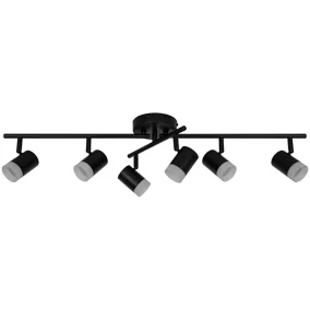Réglette spot LED intégrée 6 lumières 350 lm 19.5 W blanc chaud GoodHome Maupin noir mat L.80 x L.25 x H.18.5 cm