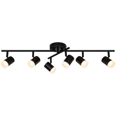 Réglette spot LED intégrée 6 lumières 350 lm 19.5 W blanc chaud GoodHome Maupin noir mat L.80 x L.25 x H.18.5 cm