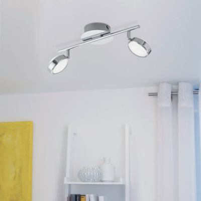 Réglette spot LED intégrée Salto IP20 13W 1280lm blanc chaud L.36 x l.12 x H.18cm Eglo chrome