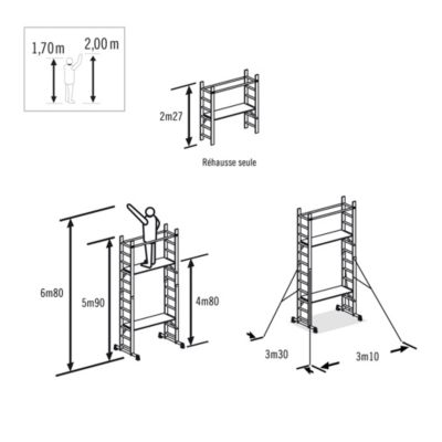 Réhausse d'échafaudage Hailo Fast&Lock 7 2M