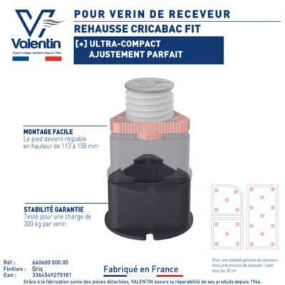 Rehausse pour pied de receveur de douche Cricabac Valentin vendue par 30 pièces