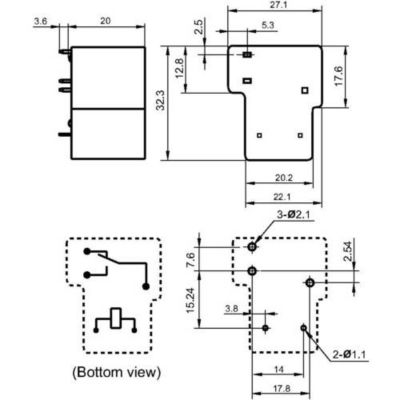 Relais pour circuits imprimés 240 V AC 20 A, 1 inverseur HF105F-1/240AT-1ZST