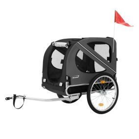 Remorque 2in1 de vélo et chien pliable noir chariot à réflecteurs/drapeau 40 kg