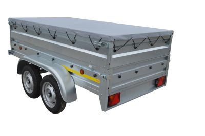 Remorque avec réhausse pleine et bâche Trigano NFB2530 double essieu 600 kg