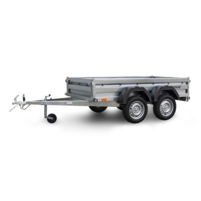 Remorque double essieu en acier 235 cm ridelles avant/arrière ouvrantes 235T