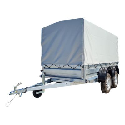Remorque double essieu en acier 265 cm ridelles avant/arrière ouvrantes 265T Bâche haute