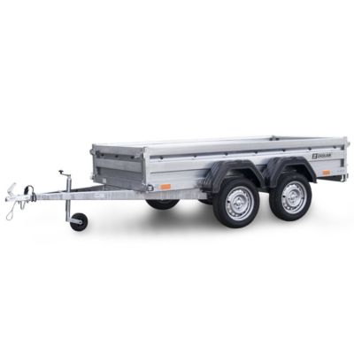 Remorque double essieu en acier 265 cm ridelles avant/arrière ouvrantes 265T