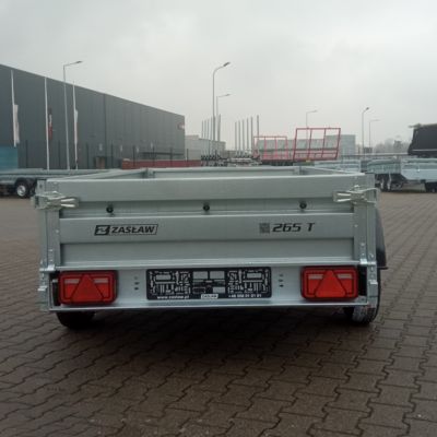 Remorque double essieu en acier 265 cm ridelles avant/arrière ouvrantes 265T