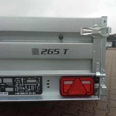 Remorque double essieu en acier 265 cm ridelles avant/arrière ouvrantes 265T
