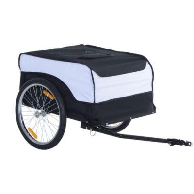 Remorque vélo cargo - housse amovible, attelage inclus - charge max. 40 Kg - acier oxford noir blanc