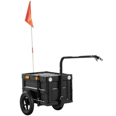 Remorque vélo cargo pliable caisse plastique 65L noir