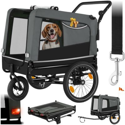 Remorque vélo pour chien multifonction 3-en-1 gris