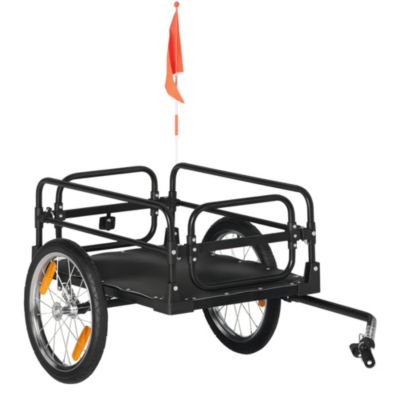 Remorque vélo remorque de transport pour vélo pliable 125L x 64l x 53,5H cm barre d'attelage universelle acier noir