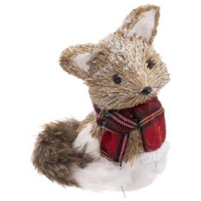 Renard avec écharpe "Marron Glacé" 20cm Naturel