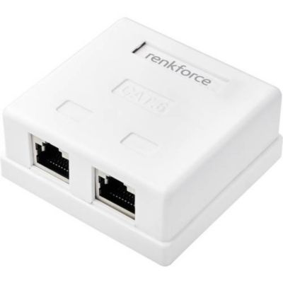Renkforce Adaptateur réseau en saillie CAT 6 2 ports RJ45, blanc 62,5 x ...