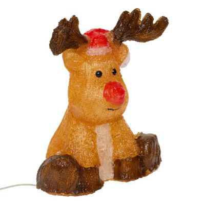 Renne de noël lumineux marron et rouge led blanc 30cm Feeric Light & Christmas