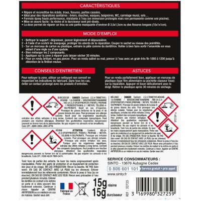 Répare faïence, émail, céramique SintoMatériaux blanc 30g