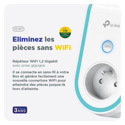 Répéteur WiFi AC1200 avec prise intégrée TP-Link