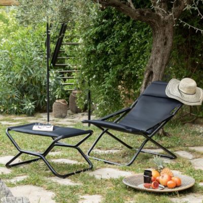 Repose pied en acier et toile Lafuma
