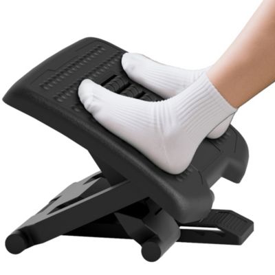 Repose-pied ergonomique de bureau réglable - angle et hauteur ajustables - ABS gris noir