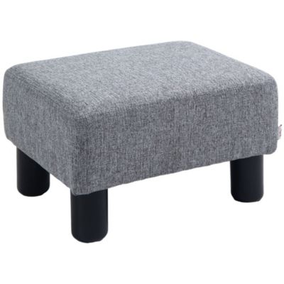 Repose-pied pouf tabouret style contemporain max. 150 Kg tissu gris clair chiné