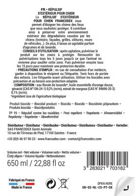 Repulsif exterieur pour chien 650 ml
