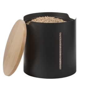 RUECAB - Boite à granules, Coffre granulés de bois, pellets rond pour poêle  Seau en métal avec couvercle Corbeille noir sur roulettes Ø38,5 x H50,5cm,  2851 : : Bricolage