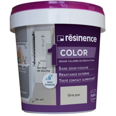 Résine colorée de rénovation multisupports Résinence Color gris pur 250ml