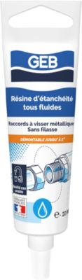 Résine d'étanchéité GEB spécial eau potable pour raccords à visser métalliques en tube de 20 ml