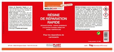 Résine de réparation rapide pour carrosserie 1 kg