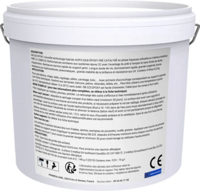RESINE EPOXY Extérieur Terrasse Haute résistance - Blanc perlé 4,5KG (30 à 40m²) Prêt à l'emploi - Peinture sol béton DB-225