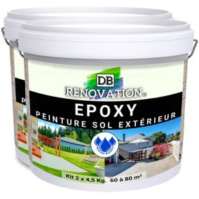RESINE EPOXY Extérieur Terrasse Haute résistance - Ivoire clair 9KG (60 à 80m²) Prêt à l'emploi - Peinture sol béton DB-225
