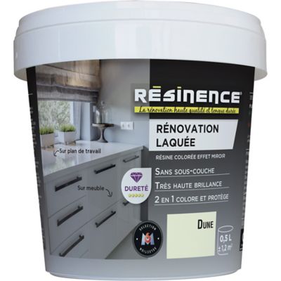 Résine multisupports Résinence Rénovation Laquée brillant colorée blanc dune 500ml